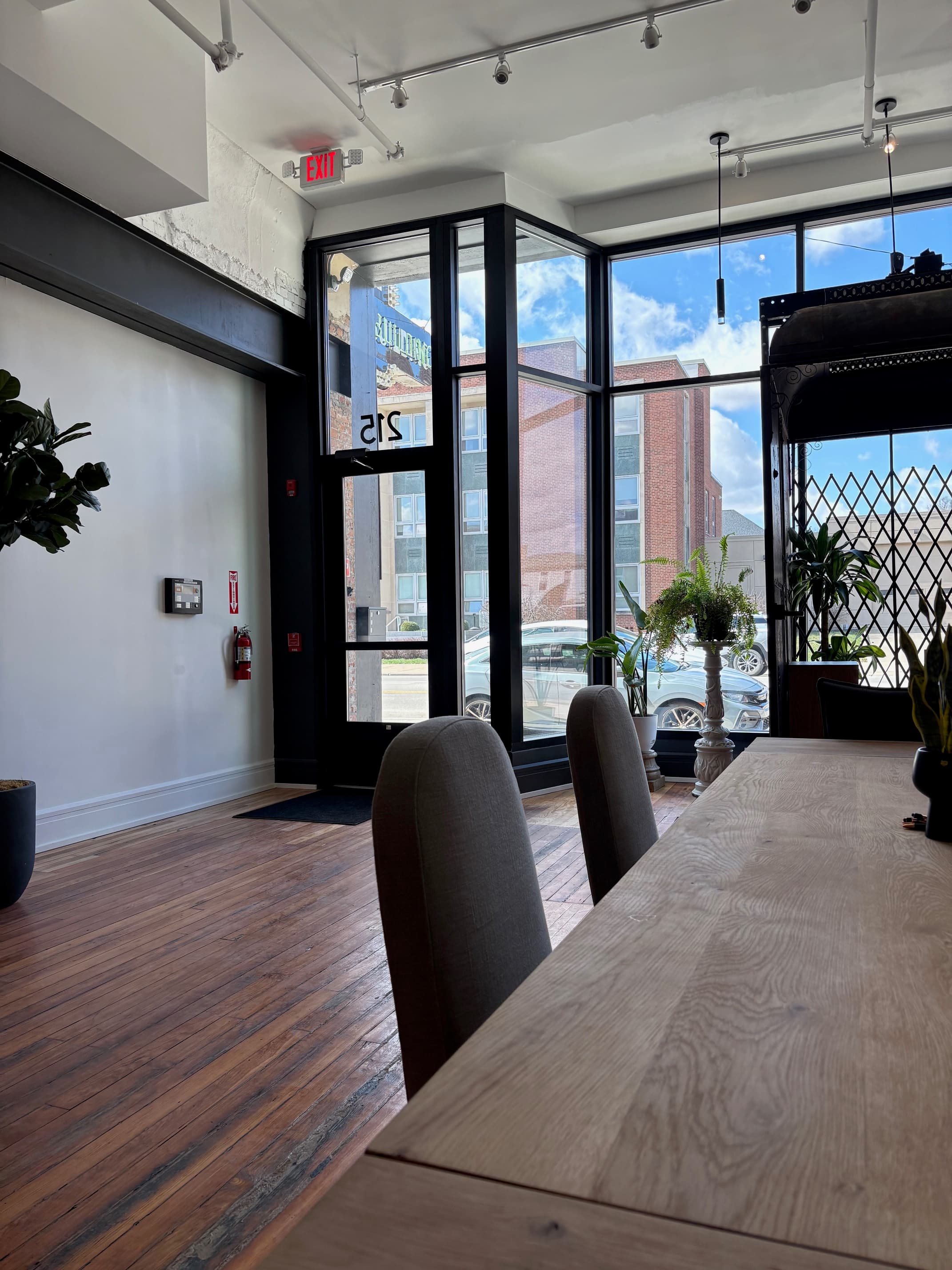 Window bar seating with downtown views